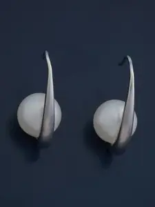 Kushal's Fashion Jewellery 92.5  Silver Rhodium-Plated Pearls Drop Earrings
