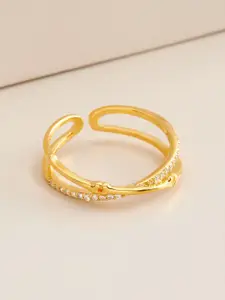 Kushal's Fashion Jewellery White Gold-Plated Ethnic 92.5 Pure Silver Finger Ring