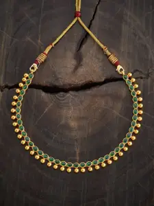 Kushal's Fashion Jewellery Embellished Bridal Gold-Plated Temple Necklace