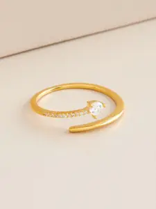 Kushal's Fashion Jewellery White Gold-Plated Ethnic 92.5 Pure Silver Finger Ring