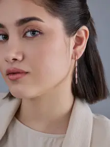 Kushal's Fashion Jewellery 92.5  Silver Rose Gold-Plated Zircon Studded Earrings