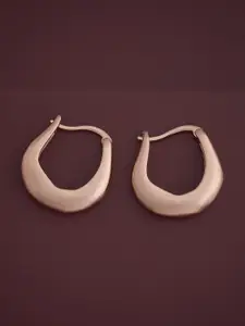 Kushal's Fashion Jewellery 92.5  Silver Rose Gold-Plated Zircon Hoop Earrings