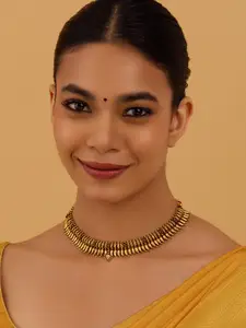 Kushal's Fashion Jewellery 92.5 Pure Silver Gold-Plated Stone Studded Necklace