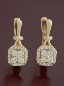 Kushal's Fashion Jewellery 92.5 Sterling Silver Gold Plated Zircon Spherical Hoop Earrings