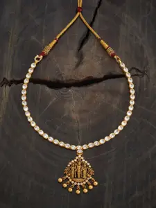 Kushal's Fashion Jewellery Embellished Bridal 92.5 Silver Gold-Plated Temple Necklace
