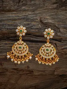Kushal's Fashion Jewellery Embellished Bridal 92.5 Pure Gold Plated Floral Drop Earrings