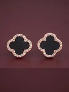 Kushal's Fashion Jewellery 92.5  Silver Rose Gold-Plated Zircon Classic Studs