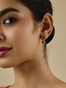 Kushal's Fashion Jewellery Embellished Bridal 92.5 Silver Zircon Drop Earrings