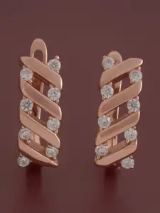 Kushal's Fashion Jewellery 92.5 Sterling Silver Rose Gold-Plated Zircon Classic Hoops