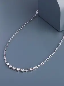 Kushal's Fashion Jewellery Silver Rhodium-Plated Zircon Studded Necklace