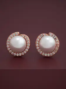 Kushal's Fashion Jewellery 92.5  Silver Rose Gold-Plated Zircon Circular Studs