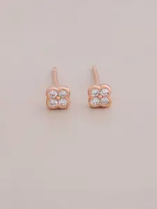 Kushal's Fashion Jewellery 92.5 Sterling Silver Rose Gold Plated Geometric Studs Earrings