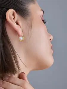 Kushal's Fashion Jewellery 92.5  Silver Gold-Plated Pearl Classic Drop Earrings