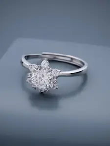 Kushal's Fashion Jewellery Kushal's Fashion Rhodium-Plated 92.5 Silver Adjustable Finger Ring