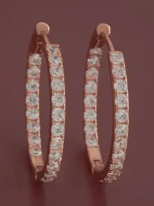 Kushal's Fashion Jewellery 92.5 Sterling Silver Rose Gold-Plated Classic Hoop Earrings