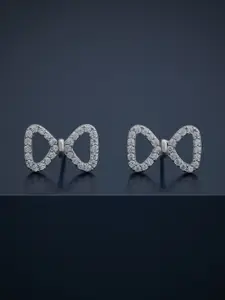 Kushal's Fashion Jewellery 92.5  Silver Rhodium-Plated Stone Studded Studs