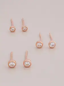 Kushal's Fashion Jewellery 92.5 Sterling Silver Rose Gold Plated Circular Studs Earrings