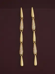 Kushal's Fashion Jewellery 92.5  Silver Gold-Plated Zircon Classic Drop Earrings