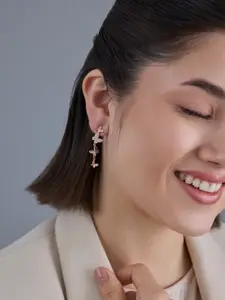 Kushal's Fashion Jewellery Rose Gold-Plated 92.5  Silver Zircon Drop Earrings