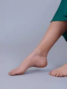 Kushal's Fashion Jewellery Sterling Silver Rhodium-Plated Artificial Stones Anklet