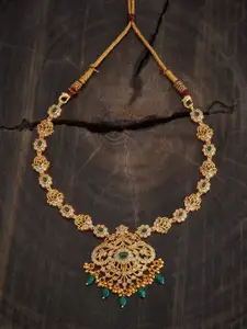 Kushal's Fashion Jewellery Embellished Bridal 92.5 Gold-Plated Stone Temple Necklace