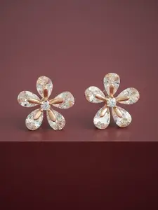 Kushal's Fashion Jewellery 92.5  Silver Rose Gold-Plated Classic Studs Earrings