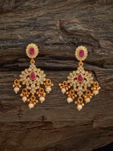 Kushal's Fashion Jewellery Embellished Bridal 92.5 Silver Zircon Drop Earrings