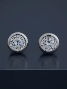 Kushal's Fashion Jewellery 92.5  Silver Rhodium-Plated Circular Shaped Studs