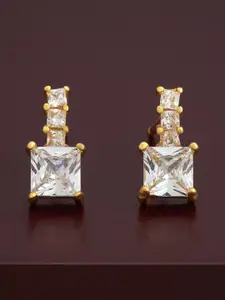 Kushal's Fashion Jewellery 92.5  Silver Gold-Plated Square Shaped Studs