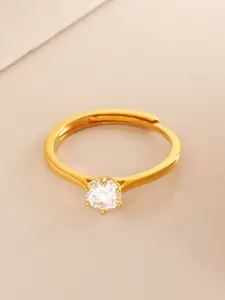 Kushal's Fashion Jewellery White Gold-Plated Ethnic 92.5 Pure Silver Finger Ring