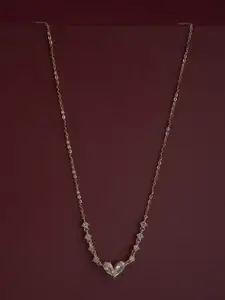 Kushal's Fashion Jewellery 92.5  Silver Rose Gold-Plated Zircon Studded Necklace