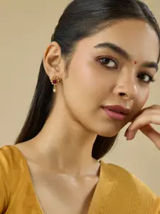 Kushal's Fashion Jewellery Embellished Bridal 92.5 Silver Zircon Geometric Studs