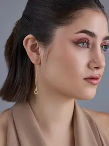 Kushal's Fashion Jewellery 92.5  Silver Gold-Plated Zircon Classic Drop Earrings