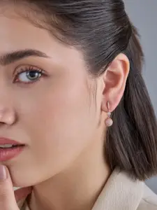 Kushal's Fashion Jewellery 92.5  Silver Rose Gold-Plated Zircon Drop Earrings