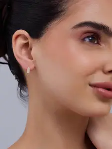 Kushal's Fashion Jewellery 92.5 Sterling Silver Gold Plated Zircon Spherical Hoop Earrings