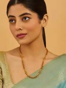 Kushal's Fashion Jewellery 92.5 Pure Silver Gold-Plated Stone Studded Necklace