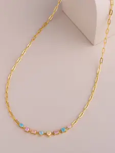 Kushal's Fashion Jewellery Silver Gold-Plated Zircon Necklace