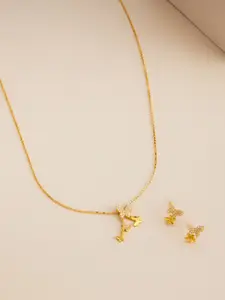 Kushal's Fashion Jewellery White Gold-Plated Party 92.5 Pure Silver Pendant Set