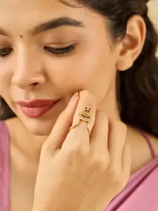 Kushal's Fashion Jewellery White Gold-Plated Ethnic 92.5 Pure Silver Temple Finger Ring