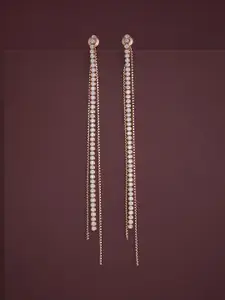 Kushal's Fashion Jewellery 92.5  Silver Rose Gold-Plated Zircon Studded Earrings