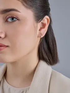 Kushal's Fashion Jewellery 92.5  Silver Rose Gold-Plated Classic Studs