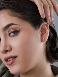 Kushal's Fashion Jewellery 92.5  Silver Rose Gold-Plated Classic Studs