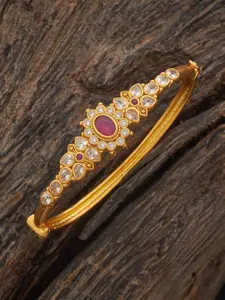 Kushal's Fashion Jewellery Embellished Bridal 92.5 Gold-Plated Zircon Studded Kada Bangle