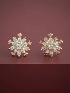 Kushal's Fashion Jewellery 92.5  Silver Rose Gold-Plated Stones Studded Studs