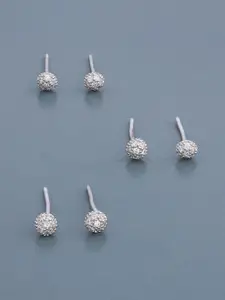 Kushal's Fashion Jewellery 92.5 Sterling Silver Rhodium-Plated Geometric Studs Earrings