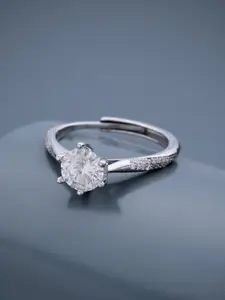 Kushal's Fashion Jewellery Rhodium-Plated 92.5 Pure Silver Finger Ring