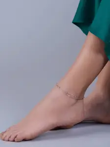 Kushal's Fashion Jewellery Sterling Silver Rhodium-Plated Layered Anklet