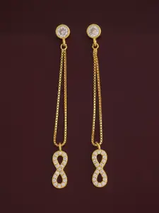 Kushal's Fashion Jewellery 92.5  Silver Gold-Plated Classic Zircon Drop Earrings