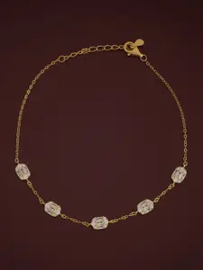 Kushal's Fashion Jewellery Sterling Silver Gold-Plated Anklet