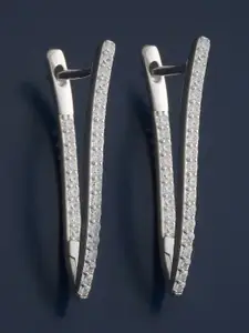 Kushal's Fashion Jewellery 92.5 Sterling Silver Rhodium-Plated Zircon Classic Hoops